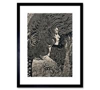 Wall Art Print Fading Away Concept Art Modern Boho Artwork Framed 9X7 Inch Artery8 Black W7 inch x H9 inch