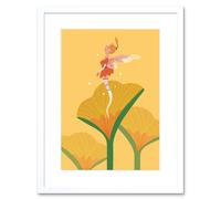 Wall Art Print Fairies Yellow Flower Fairy Framed Artery8 White W7 inch x H9 inch
