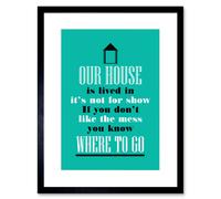 Wall Art Print Family Messy House Where to Go Framed Artery8 Black W7 inch x H9 inch