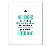 Wall Art Print Family Messy House Where to Go Reverse Framed Artery8 White W7 inch x H9 inch