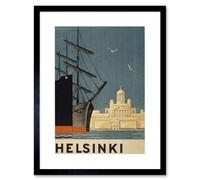 Wall Art Print Finland Helsinki Cathedral Ships Artwork Framed 9X7 Inch Artery8 Black W7 inch x H9 inch