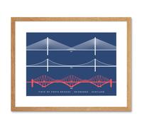 Wall Art Print Firth Forth Bridges Edinburgh Scotland Queensferry Framed Art Artery8 Beige W7 inch x H9 inch