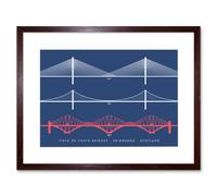 Wall Art Print Firth Forth Bridges Edinburgh Scotland Queensferry Framed Art Artery8 Brown W7 inch x H9 inch