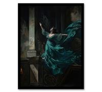Wall Art Print Floria Tosca Dramatic Opera Scene Oil Painting Heartbroken Singer Jumps From Balcony Art Framed Artery8 Blue A4