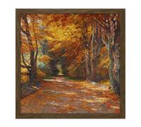 Wall Art Print Florian Praterallee Autumn Vienna Trees Painting Square Framed Picture 16X16 Inch Artery8 Brown W16 inch x H16 inch