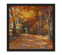 Wall Art Print Florian Praterallee Autumn Vienna Trees Painting Square Framed Picture 16X16 Inch Artery8 Black W16 inch x H16 inch