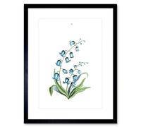 Wall Art Print Flower Bluebells Art Framed 9x7 inch Artery8 Black W7 inch x H9 inch