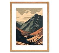 Wall Art Print Follow the Trail to the Top Mountain Landscape Artwork Framed 9X7 Inch Artery8 Beige W7 inch x H9 inch