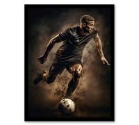 Wall Art Print Football The Beautiful Game Action Artwork Striker Man Cave Artwork Art Framed Artery8 Brown W12 inch x H16 inch