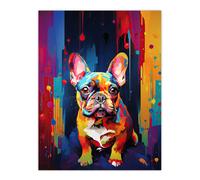 Artery8 French Bulldog Dog Lover Gift Pet Portrait Colourful Neon Artwork Painting Extra Large XL Wall Art Poster Print