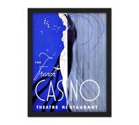 Wall Art Print French Casino Theatre Restaurant Large Framed Wall Décor Art Artery8 Light Oak W18 inch x H24 inch