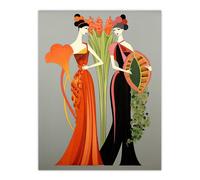 Wee Blue Coo Fruit Market Fashion Stylised Conceptual Painting Elegant Women with Produce Baskets Extra Large XL Wall Art Poster Print