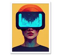 Wall Art Print Funky Virtual Reality Gamer Kids Art Framed Artery8 White W12 inch x H16 inch