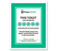 Wall Art Print Funny Bathroom Five Stars Poop Advisor Toilet Sign Bathroom Decor Art Framed Artery8 White W12 inch x H16 inch