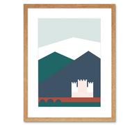 Wall Art Print Geometric Shapes Scotland Eilean Donan Castle Kyle Lochalsh Framed Art Artery8 Beige W7 inch x H9 inch