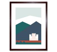 Wall Art Print Geometric Shapes Scotland Eilean Donan Castle Kyle Lochalsh Framed Art Artery8 Brown W7 inch x H9 inch