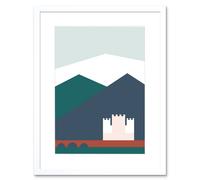 Wall Art Print Geometric Shapes Scotland Eilean Donan Castle Kyle Lochalsh Framed Art Artery8 White W7 inch x H9 inch