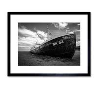 Wall Art Print Ghost Abandoned Ship Boat Iceland Framed Artery8 Black W7 inch x H9 inch