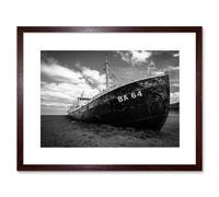 Wall Art Print Ghost Abandoned Ship Boat Iceland Framed Artery8 Brown W7 inch x H9 inch