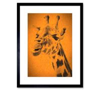 Wall Art Print Giraffe Head Framed Artery8 Black W7 inch x H9 inch