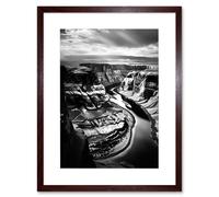 Wall Art Print Glen Canyon Colorado River Bend Black and White Photograph High Contrast Dramatic Landscape Artwork Framed 9X7 Inch Artery8 Brown W7 inch x H9 inch