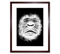 Wall Art Print Gorilla Monkey Ape Face Framed Artery8 Brown W7 inch x H9 inch