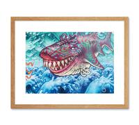 Wall Art Print Graffiti Shoe Shark Mural Street Art Framed Artery8 Beige W7 inch x H9 inch