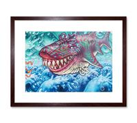 Wall Art Print Graffiti Shoe Shark Mural Street Art Framed Artery8 Brown W7 inch x H9 inch
