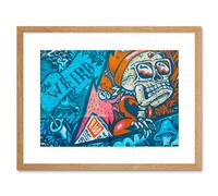 Wall Art Print Graffiti Skull Fox Mural Framed Artery8 Beige W7 inch x H9 inch