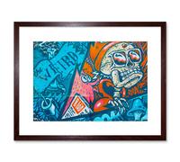 Wall Art Print Graffiti Skull Fox Mural Framed Artery8 Brown W7 inch x H9 inch