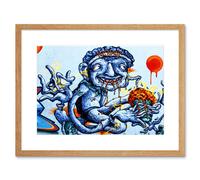 Wall Art Print Graffiti Weird Guy Eating Framed Artery8 Beige W7 inch x H9 inch