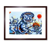 Wall Art Print Graffiti Weird Guy Eating Framed Artery8 Brown W7 inch x H9 inch