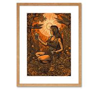 Wall Art Print Harvest Ritual Libations Modern Pagan Artwork Framed 9X7 Inch Artery8 Beige W7 inch x H9 inch