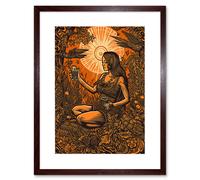Wall Art Print Harvest Ritual Libations Modern Pagan Artwork Framed 9X7 Inch Artery8 Brown W7 inch x H9 inch