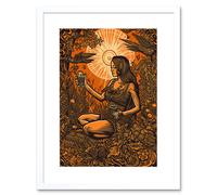 Wall Art Print Harvest Ritual Libations Modern Pagan Artwork Framed 9X7 Inch Artery8 White W7 inch x H9 inch