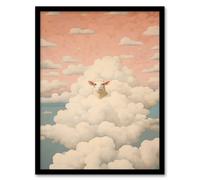 Wall Art Print Head In The Clouds Sheep Fun Blue Pink Living Room Framed Wee Blue Coo Pink A4