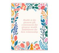 Wall Art Print Health is the Greatest Gift Pink Buddhist Mindfulness Floral Art Poster Artery8 Multi W24 inch x H32 inch