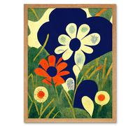Wall Art Print Henri Matisse Style Floral Meadow Abstract Macro Art Framed Artery8 Light Oak W12 inch x H16 inch