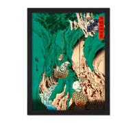 Wall Art Print Hiroshige Iwatake Mushroom Gathering Japan Painting Large Framed Wall Décor Art Artery8 White W18 inch x H24 inch