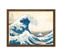 Wall Art Print Hokusai Great Wave Off Kanagawa Large Framed Art 18x24 inch Artery8 Brown W18 inch x H24 inch