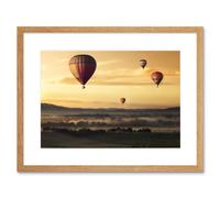 Wall Art Print Hot Air Balloons Misty Morning Framed Artery8 Beige W7 inch x H9 inch