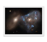 Wall Art Print Hubble Space Astronomy ARP 143 Cosmic Battle In A Spectacular Collision Between Two Galaxies The Blue Star-Forming Spiral NGC 2445 And Artery8 White W12 inch x H16 inch