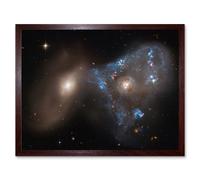 Wall Art Print Hubble Space Astronomy ARP 143 Cosmic Battle In A Spectacular Collision Between Two Galaxies The Blue Star-Forming Spiral NGC 2445 And Artery8 Brown W12 inch x H16 inch