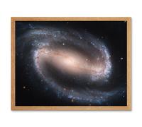 Wall Art Print Hubble Space Astronomy Barred Spiral Galaxy NGC 1300 Blue Red Star Clusters Glowing Gas And Interstellar Dust Clouds Art Framed Artery8 Beige A4