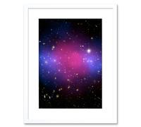 Wall Art Print Hubble Space Astronomy Chandra Collaboration Composite Galaxy Cluster MACS J0025.4-1222 Pink Blue Dark Ordinary Matter Observations Art Artery8 White W7 inch x H9 inch