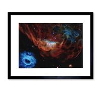 Wall Art Print Hubble Space Astronomy Cosmic Reef Red And Blue Nebula Cosmic Starbirth Interstellar Gas Satellite Galaxy Artwork Framed 9X7 Inch Artery8 Black W7 inch x H9 inch