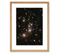Wall Art Print Hubble Space Astronomy Frontier Field Abell 2744 Deep Picture Of Pandora's Galaxy Cluster Evolution After Big Bang Artwork Framed 9X7 I Artery8 Beige W7 inch x H9 inch