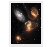 Wall Art Print Hubble Space Astronomy Galactic Wreckage In Stephan's Quintet Clash Of Galaxies Stellar Observations In The Hickson Compact Group 92 Ar Artery8 White W12 inch x H16 inch
