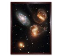 Wall Art Print Hubble Space Astronomy Galactic Wreckage In Stephan's Quintet Clash Of Galaxies Stellar Observations In The Hickson Compact Group 92 Ar Artery8 Brown W12 inch x H16 inch