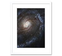 Wall Art Print Hubble Space Astronomy M100 WFC3 Spiral Galaxy With Two Blue Starbirthing Lanes Of Dust Clouds And Gas Artwork Framed 9X7 Inch Artery8 White W7 inch x H9 inch